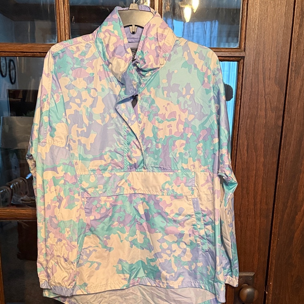 Lauren James Womens Pastel Camo Quarter‎ Zip Anorak Windbreaker Jacket Purple M